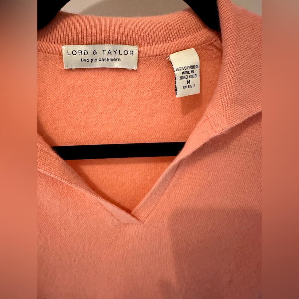 Lord & Taylor Coral Cashmere Sweater